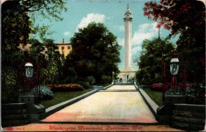 Washington Monument Baltimore Maryland Postcard C345