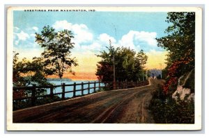 Generic Scenic Greetings Country Road Washington Indiana IN WB Postcard E19
