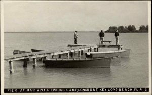 Long Beach FL Long Boat Key Mar Vista Fishing Camp Real Photo Postcard