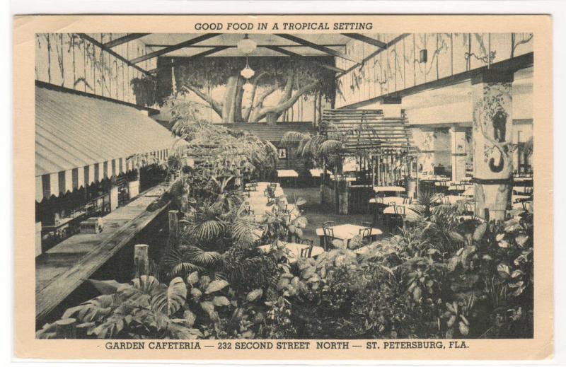 Garden Cafeteria Interior St Petersburg Florida postcard