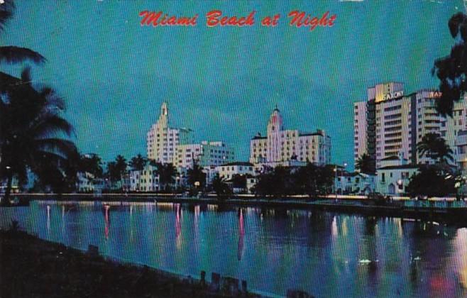 Florida Miami Beach At Night Looking Across Indian Creek 1966