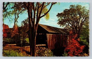 Bement Covered Bridge Warner River BRADFORD New Hampshire Vintage Postcard A118