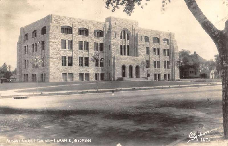 real photo court house albany laramie wyoming antique postcard L3726