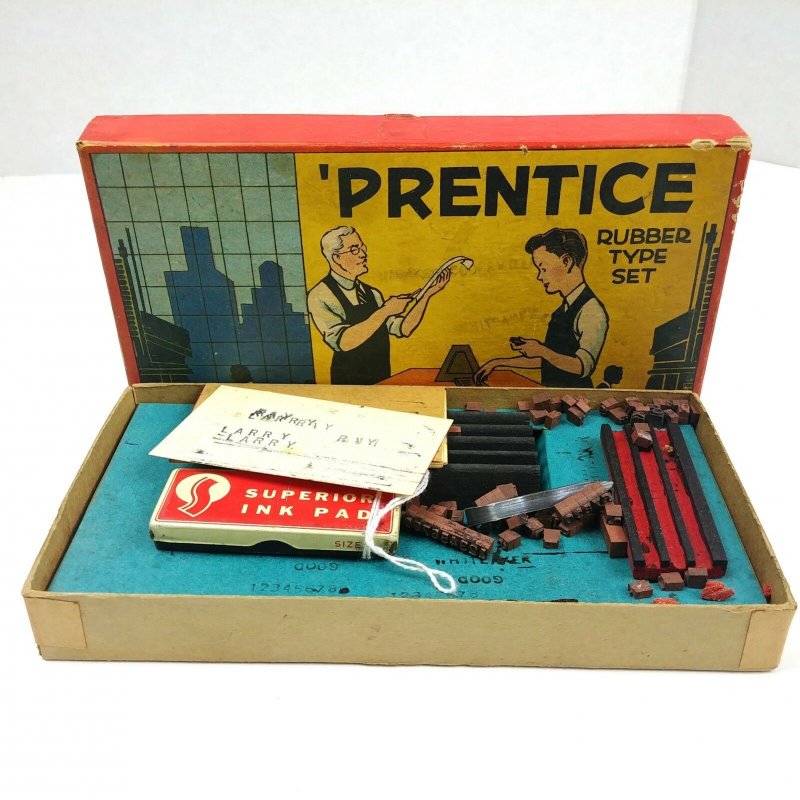 Vintage Prentice Toy Rubber Type Set Superior #4000 by SME Co. in Original Box