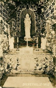 WI, Dickeyville, Wisconsin, Statue of Mary and Jesus, Grotto, Interior, RPPC