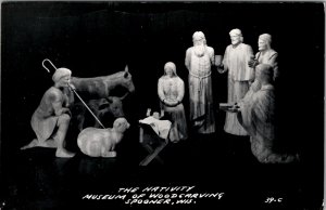 Christmas The Nativity Museum of Wood Carving Spooner Wisconsin Postcard Z24