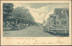 suriname, PARAMARIBO, Heiligeweg with People (1908)