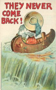 C-1910 Comic Humor Romance in boat artist impression Postcard 22-6399