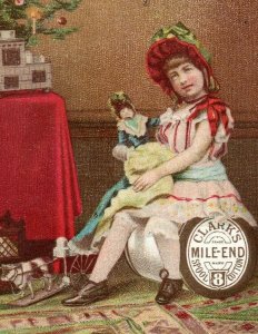 1887 Clark's Mile-End Spool Cotton Christmas Tree Girl Doll Toys P185