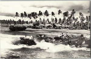 Duck Boats used in WWII, Guadacanal Amphibious Vehicle Vintage Postcard D70 