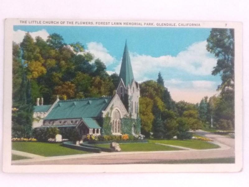 Postcard Glendale Calif The little Church Of The Flowers Forest Lawn Memorial Pa