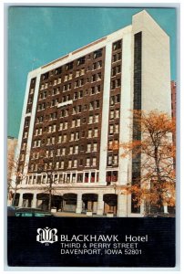 c1960 Exterior View Blackhawk Hotel Davenport Iowa IA Antique Vintage Postcard