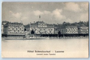 Lucerne Switzerland Postcard Hotel Schweizerhof c1910 Posted Antique
