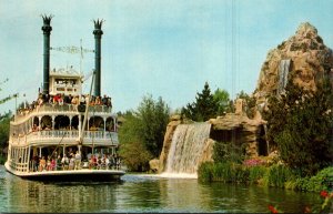 California Anaheim Disneyland The Mark Twain Steamboat Passing Cascade Peak