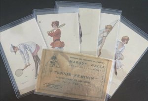 Five Mint France Picture Postcards Women’s Tennis Full Set