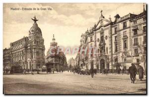 Old Postcard Entrade Madrid's Gran Via