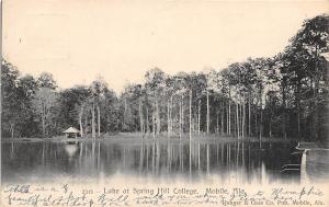 Lake at Spring Hill College Mobile Alabama 1907c postcard