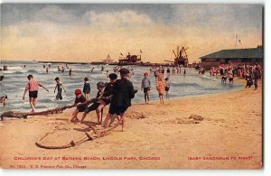Lincoln Park, Chicago - Children's Day at Bathing Beach - c1910 Postcard