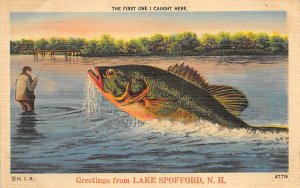 First Catch, Lake Spofford Lake Spofford, New Hampshire, USA Exaggeration 1944 