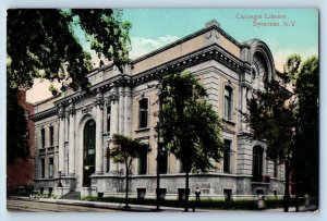 Syracuse New York NY Postcard Carnegie Library Exterior Building c1910 Vintage