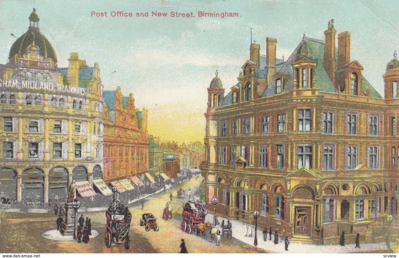BIRMINGHAM , Warwickshire , England , 1905 ; Post Office & New Street