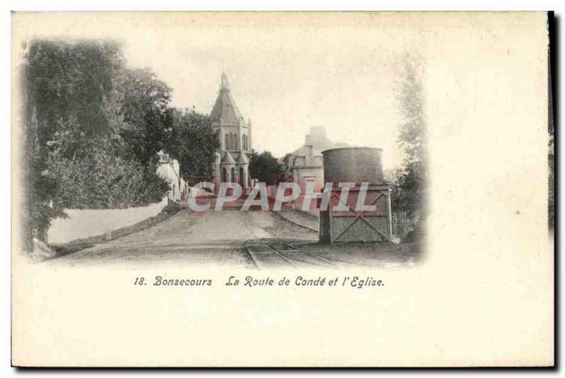 Old Postcard Bonsecours Route Conde and The Church