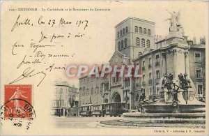 Old Postcard Grenoble The Cathedral and the Monument Centennial