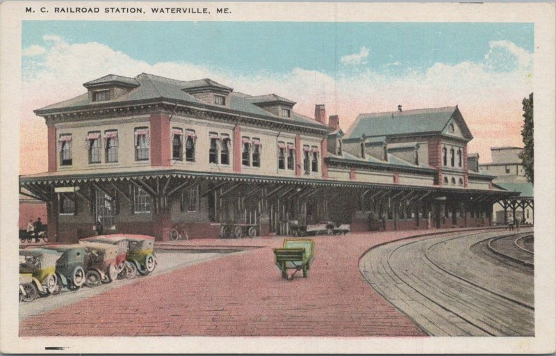 Postcard MC Railroad Station Waterville ME Maine