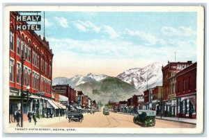 c1920 Busy Day Twenty Fifth Street Classic Cars Buildings Ogden Utah UT Postcard