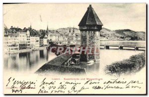 Old Postcard Luzern Kapelibrucke Und Wasserthurm