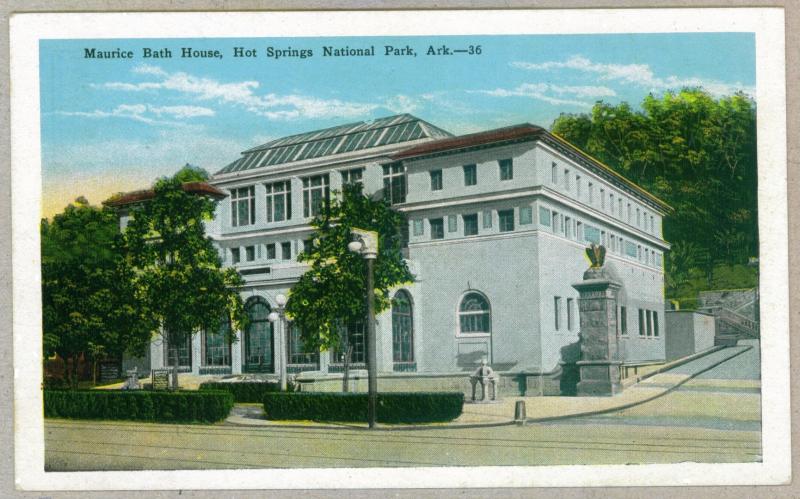 Maurice Bath House, Hot Springs National Park, Arkansas unused Kropp Postcard