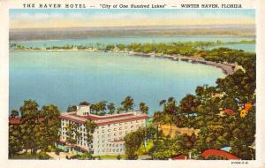 Winter Haven Florida Hotel Birdseye View Linen Antique Postcard K15844