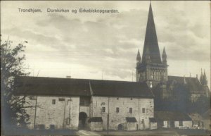 Trondhjem Norge Norway Domkirken og Erkebiskopgaarden Real Photo Postcard