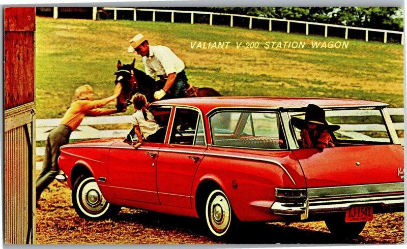 Plymouth Valiant V-200 Station Wagon Kelleher & Mixer Springfield MA PostcardR19