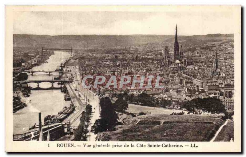 Old Postcard Rouen General view taken of the Holy rating Catherine