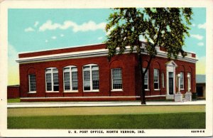 Linen Postcard U.S. Post Office in North Vernon, Indiana~1470