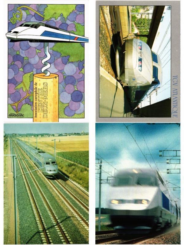 TGV TRAIN TRANSPORT RAILWAY CHEMIN DE FER  FRANCE 90 CPM