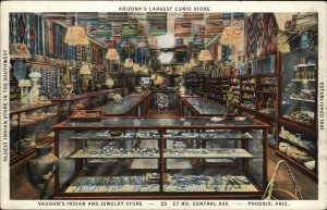 Phoenix AZ Vaughn's Indian & Jewelry Store Interior c1920s Postcard