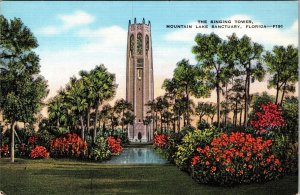 Lake Wales FL-Florida Singing Tower Mountain Lake Sanctuary, Linen Postcard 