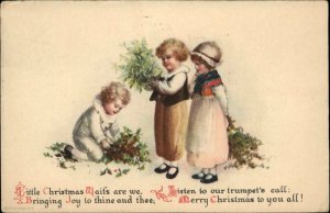 Clapsaddle Christmas Children Gather Holly and Mistletoe c1920 Vintage Postcard