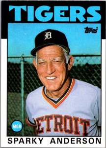 1986 Topps Baseball Card Sparky Anderson Manager Detroit Tigers sk2617