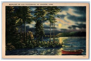 1943 Moonlight Lake Wangumbaug Boat Grove South Coventry Connecticut CT Postcard