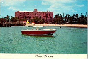 Montagu Hotel from Water Red Boat Nassau Bahamas Postcard