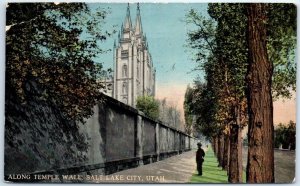 Postcard - Along Temple Wall, Salt Lake City, Utah, USA