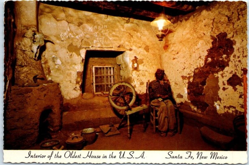 Postcard - Interior of the Oldest House in the U.S.A. - Santa Fe, New Mexico