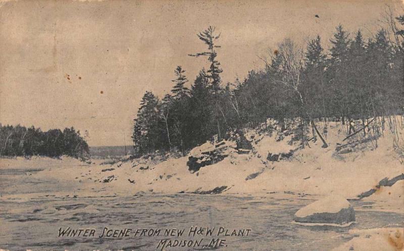 Madison Maine New HW Plant Winter Scene Antique Postcard K78116