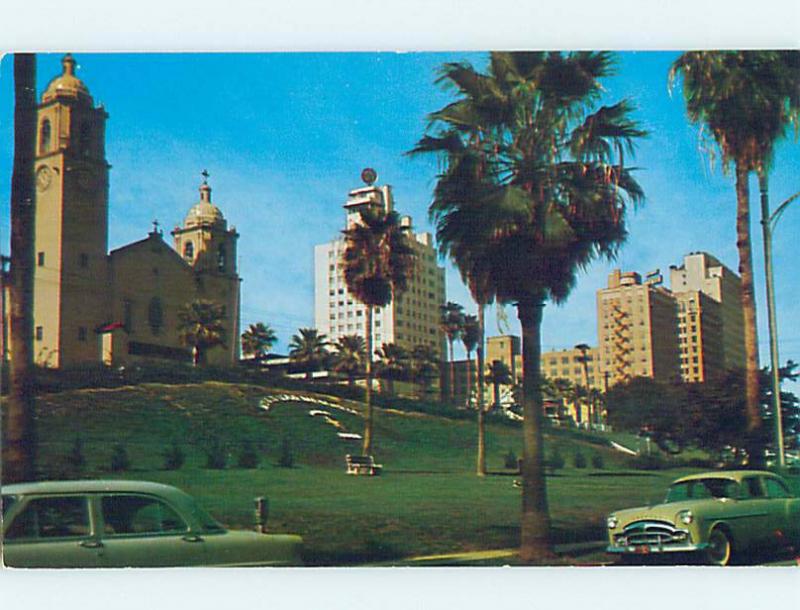 Unused 1950's OLD CARS & CHURCH SCENE Corpus Christi Texas TX p3628