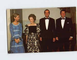 Postcard King Juan Carlos of Spain & Queen Sophia with President & Nancy Reagan