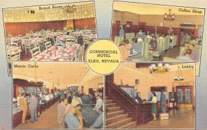 Elko, Nevada COMMERCIAL HOTEL Monte Carlo, Lobby Interiors 1940s Linen Vintage