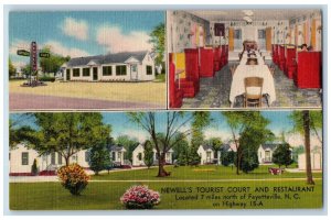 Fayetteville North Carolina Postcard Newell's Tourist Court & Restaurant c1940's